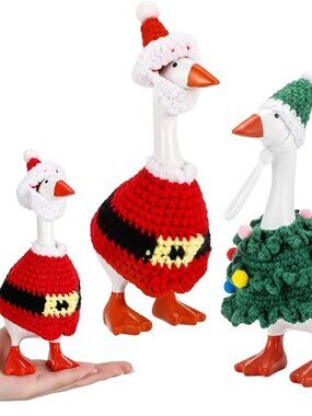 4 PCS 7 inch Desk Goose Outfit Christmas Mini Knitted Costume Hat